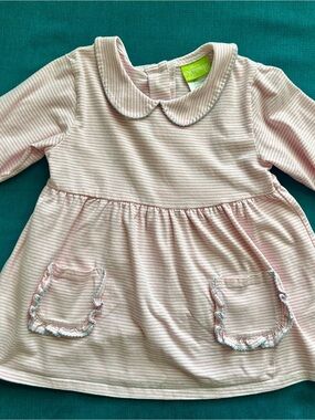 Classic Whimsy Size 8 Pink Striped Top with Peter Pan Collar
